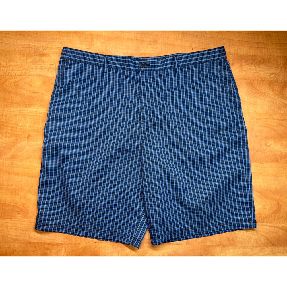 Adidas‎ Golf Shorts Mens 42 Blue Black Plaid Check Performance